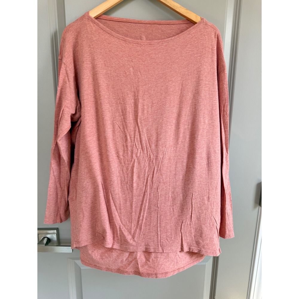 Lululemon Back In Action Long Sleeve Top Pink Heathered Relaxed Fit Boat Neck
